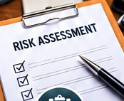 Risk assessment checklist with a pen on a clipboard